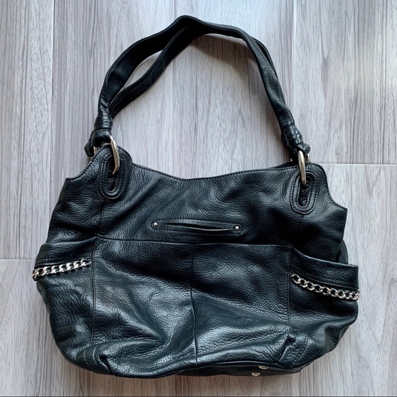 B Makowsky Black Leather Handbag - Picture 2 of 11